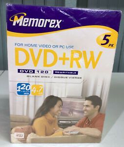 Memorex DVD+RW 5PK Plus DVD Cases New In Package Sealed