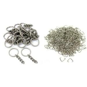 Nickel Plated Key Chain Findings 28mm &amp; Triangle Jump Ring 14x2mm Kit 525 Pcs