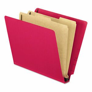 Pendaflex Pressboard End Tab Classification Folders Letter 2 Dividers Red 10/Box