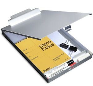 Metal Clipboard with Storage, Letter Size Form Holder Portfolio Aluminum Metal