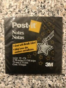 Post-it Notes 75 Total Sheets BLACK 2 7/8 X 2 7/8 New