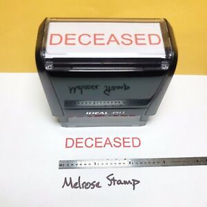 Deceased Rubber Stamp Red Ink Self Inking Ideal 4913