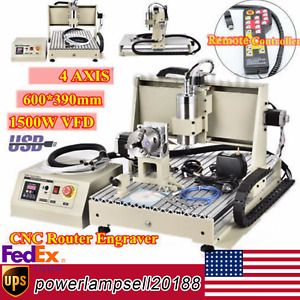 4Axis CNC 6040 Engraving Milling Machine Engraver Cutter USB Router Drill+Remote