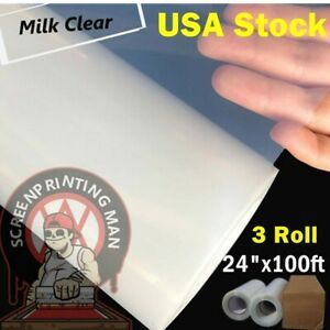3 Roll Waterproof Inkjet Milky Transparency Film for Silk Screen 24&#034; x 100FT