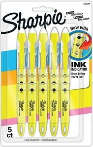 Accent Sharpie Pen-Style Highlighter, Yellow, 5-Pack