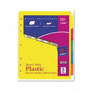 Avery Dennison 23-080 Plastic Tab Divider - 5 X Blank 8.5&#034; 11&#034; / Set