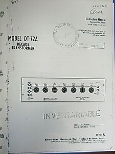Electro Scientific Model DT 72A Decade Transformer Instruction Manual