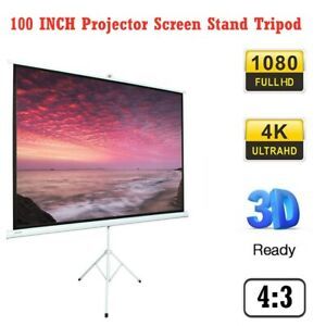 Projector Screen with Stand 100 inch 4:3 HD 4K Outdoor Indoor Projection Screen