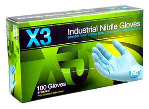 X3 Industrial Nitrile Gloves, Light Duty, Blue, M, 100-Ct. -X344100