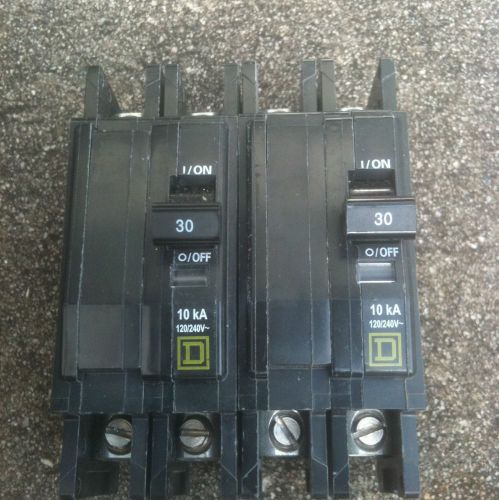 (2) square d type qou 230 30 amp 240v circuit breaker for sale
