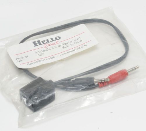 Hello Direct 1387 Multimedia 3.5mm Adapter Cord to Tel TelephonePhone Input Rare