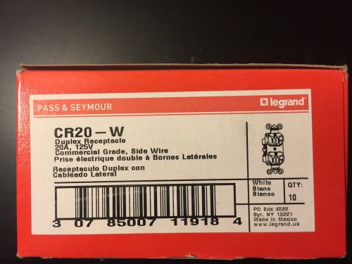 Pass &amp; Seymour 20Amps. Duplex Receptacle CR20-W, Lot of 50