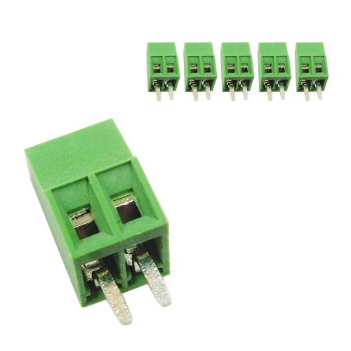 5 pcs 2.54mm Pitch 150V 6A 2P Poles PCB Screw Terminal Block Connector Green