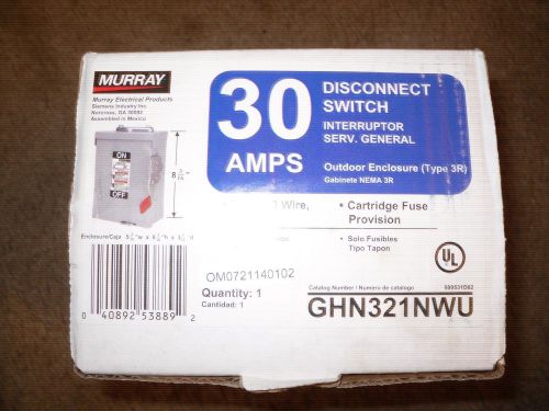 Murray Disconnect Switch GHN321NWU 30 Amp 240 VAC New!!!