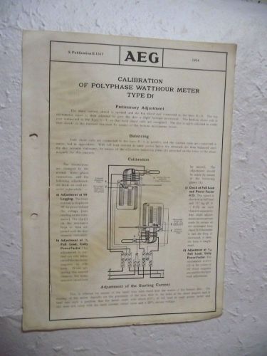 VTG BOOKLET CATALOG BROCHURE AEG WATTHOUR HOUSE ELECTRICITY ELECTRIC METERS 1924