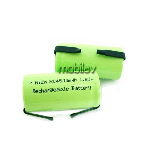 1 x 4500mWh Sub C 1.6V Volt NiZn Rechargeable Battery Cell Pack with Tab Green