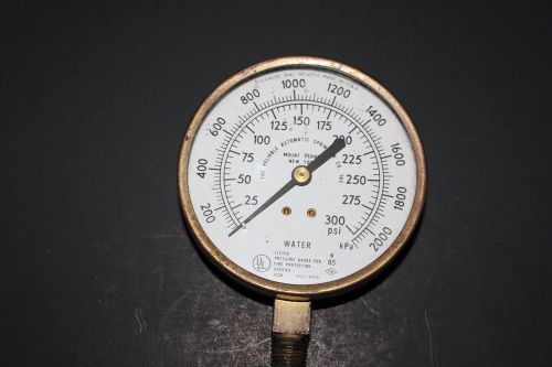 Brass 3 1/2 inch face reliable brand fire riser gauge 0-300 psi 1985 dated for sale