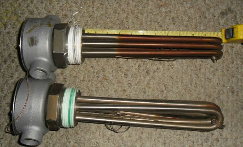Lot of 2 watlow 2 1/2&#034; npt screw plug heater blr710l3w-22 240v 4.5kw 3ph for sale