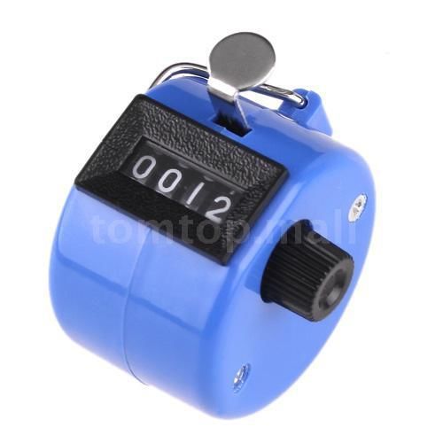 4 Digit Number Manual Hand Handheld Tally Mechanical Clicker Counter Blue