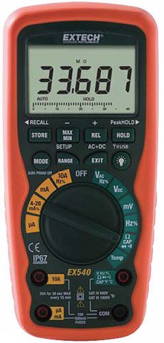 Extech EX540 12 Function True RMS Industrial Multimeter/Datalogger 914MHz