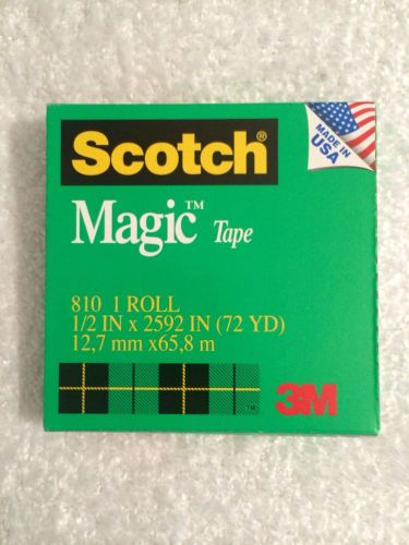 Scotch Magic Tape, 1/2-inch x 72 Yards, Boxed, 1 Roll (810)