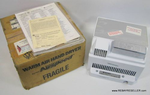 World Dryer WA126 AirSpeed Warm Air Push Button Hand Dryer w/ Box &amp; Guides WHITE