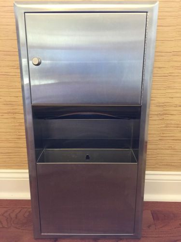 Used Bobrick B-369 Paper Towel Dispenser / Waste Receptacle for Public Restrooms