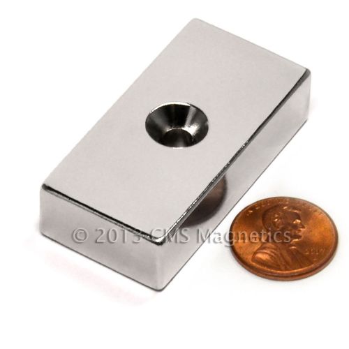 N50 Neodymium Magnet 2x1x1/2&#034; w/ Countersunk hole for #10 Screw 50 PC