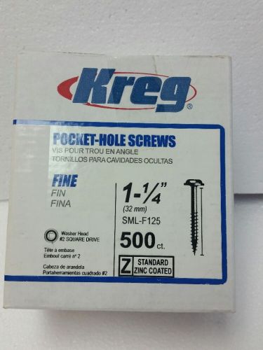 Kreg SML-F125-500 500 Count  #7 X 1-1/4&#034;  Zinc Fine Thread Pocket-Hole Screws