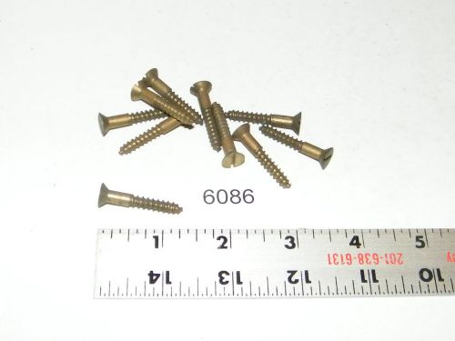 #10 x 1 1/4 slotted flat head solid brass wood screws vintage qty 10 for sale