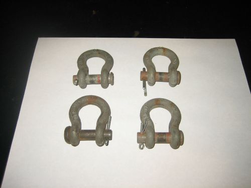4 - crosby 3/8&#034;  wll / 1t shackle round pin  2 ton pin cotter pin  rigging for sale