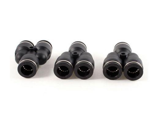 3 Pcs 12mm to 12mm Y Splitter 3 Way Quick Joint Air Pneumatic Fitting Black