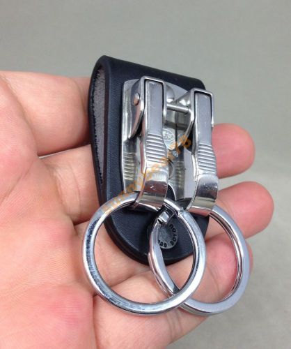 Stainless steel Real Leather Quick release Key Holder Belt clip double hook ring
