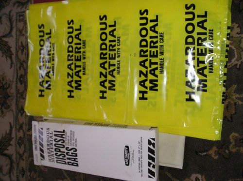 hazardous material disposal bags,yellow 17&#034; x 30&#034; marked,lot of 19 bags