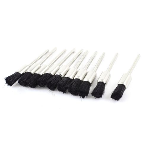 10 Pcs Black Fibre Silver Tone Pencil Polishing Brushes 3mm Shank 8mm Dia