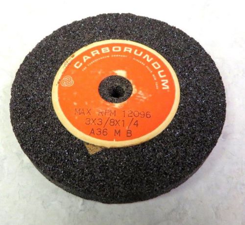 Carborundum 3&#034; od x 3/8&#034; wide x 1/4&#034; arbor grinding wheel a36 mb, new for sale