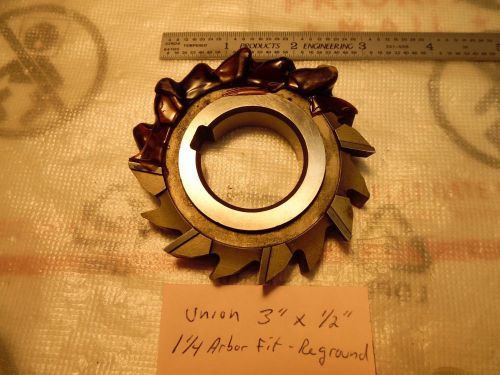 Union 3&#034; x 1/2&#034; x 1-1/4&#034; Arbor Fit, Stagered Tooth Side Milling Cutter