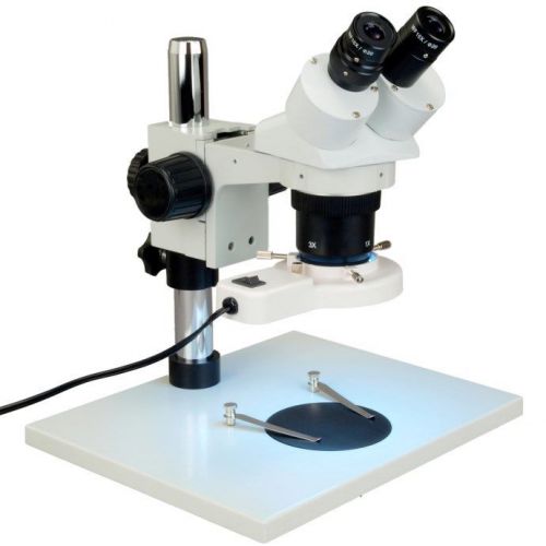 Large Base Binocular Stereo 10X-20X-30X-60X Microscope+8W Fluorescent Ring Light