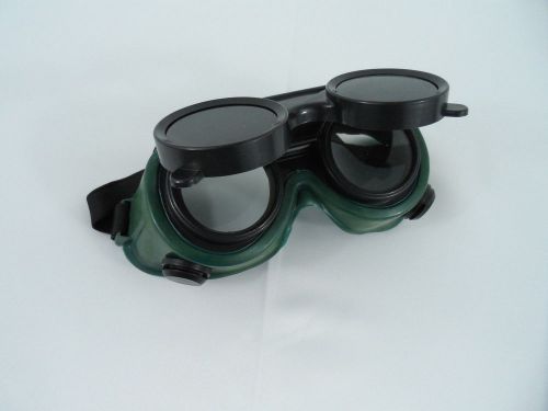 TWO Pair New Welding Cutting Welders Goggles Glasses Flip Up Dark Green Lenses