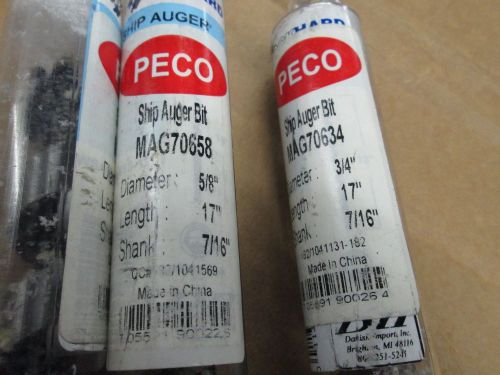 Peco Lot of 3 Ship Auger Bits 2   5/8 x 17 Inch and 1  3/4 17 inch
