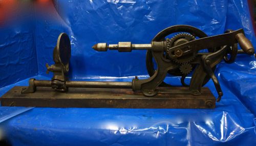 ANTIQUE HAND OR BELT OPERATED DRILL PRESS WALL MOUNT