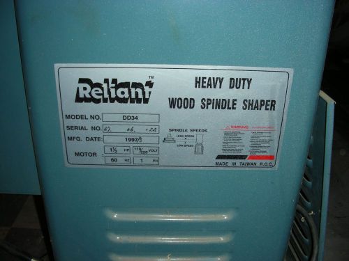 Reliant dd34 heavy duty spindle shaper used for sale