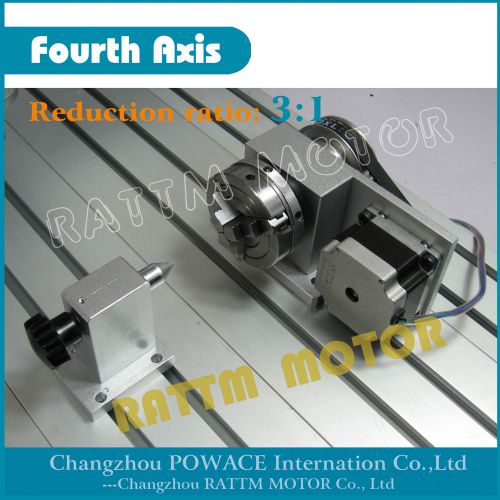 CNC Router Rotational Engraving machine 4th axis Belt type jaw chuck &amp; Tailstock
