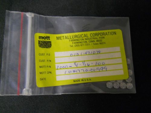 Pack of (22) Mott 316 Stainless Round Filter Frit, 1/4&#034; by 1/16&#034;, 100 um