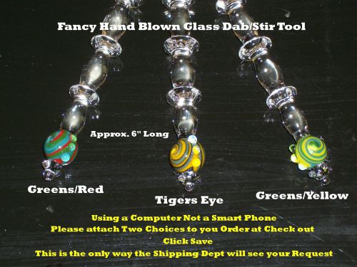 (2) HAND BLOWN FANCY GLASS STIR TOOL LAB TOOL 6&#034; LONG *MEYEGLASS
