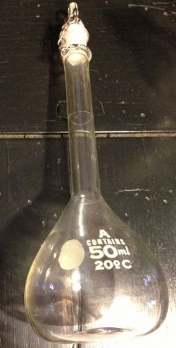 Vtg glass cylinder graduated lab measuring bottle cup pyrex glass stopper for sale