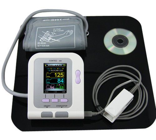 Ce fda  contec08a digital blood pressure monitor +adult spo2 probe +color lcd for sale