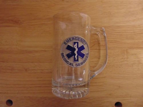 EMS beer mug, brand new, pewter Star of Life emblem on side