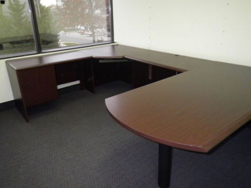 Desk &#034;u&#034; shaped  walnut laminate by  kimball national for sale