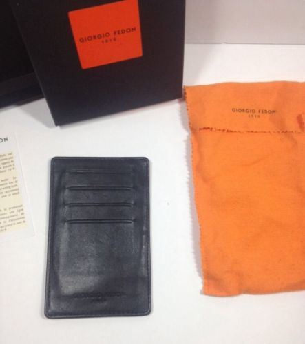 GIORGIO FEDON 1919 Black Genuine Leather Card Holder Wallet Gift Box + Dust Bag